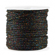 Macram&eacute; bead cord braided 2mm Black-Multicolor Glitter