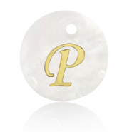 Shell pendants specials letter P Gold-White (natural colour)