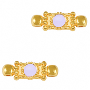 DQ European metal charms connector Gold-Lavender Purple (nickel free)