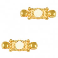 DQ European metal charms connector Gold-Ivory White (nickel free)