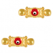 DQ European metal charms connector evil eye Gold-Red (nickel free)