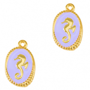 DQ European metal charms seahorse Gold-Lavender Purple (nickel free)