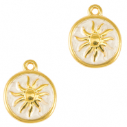 DQ European metal charms sun Gold-Pearl White (nickel free)