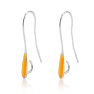 DQ European metal findings earrings Antique Silver-Neon Orange (nickel free)