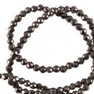 Round top faceted beads 2mm Black-Pearl Shine Coating
