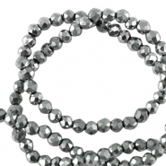 Round top faceted beads 2mm Silver-Pearl Shine Coating