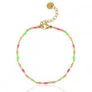 Stainless steel bracelets Neon Pink-Green-Gold