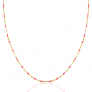 Stainless steel necklaces Neon Fuchsia Pink-Gold