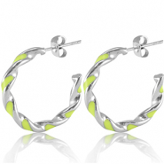 Stainless steel earrings Neon Lime Green-Silver