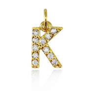 Brass TQ metal charms initial K Gold