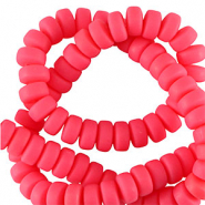 Polymer beads rondelle 7mm Neon Coral Pink