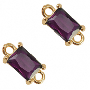 Crystal glass connectors rectangle Purple-Gold