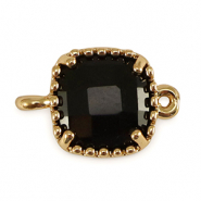 Crystal glass connectors square Jet Black-Gold