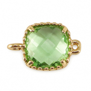 Crystal glass connectors square Apple Green-Gold