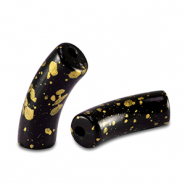 Acrylic beads tube shiny Black-Gold