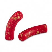 Acrylic beads tube matt Red-Gold