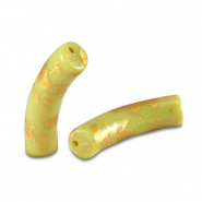 Acrylic beads tube shiny Lime Green-Gold