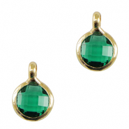 Crystal glass charms 7mm Green-Gold