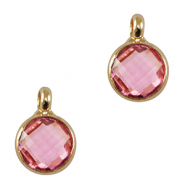 Crystal glass charms 7mm Pink-Gold