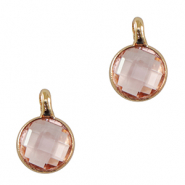 Crystal glass charms 7mm Light Pink-Gold