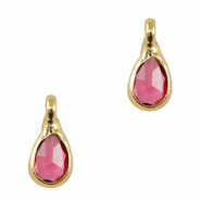 Crystal glass charms drop Pink-Gold