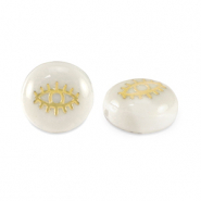 Glass beads rondelle shell look eye White-Gold