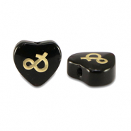Glass beads heart "&" Black-Gold