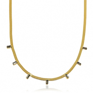 Stainless steel snake necklaces crystal Gold-Black