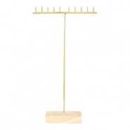 Jewellery display T-Shape for necklaces with wooden standard Natural-Gold