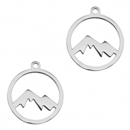 Stainless steel charms mountain Silver