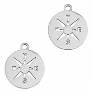 Stainless steel charms compass Silver