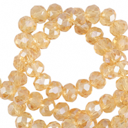 Top faceted beads 8x6mm disc Marigold Yellow-Pearl Shine Coating