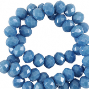 Top faceted beads 6x4mm disc Seaport Blue-Pearl Shine Coating