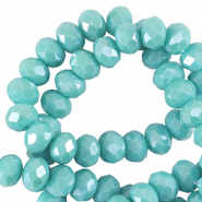 Top faceted beads 3x2mm disc Light Teal Blue-Pearl Shine Coating