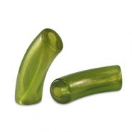 Acrylic tube beads shiny Golden Olive Green