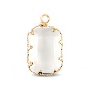 Crystal glass charms rectangle Crystal-Gold