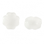 Glass beads clover Milky White