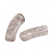 Acrylic tube beads crackled Grey-Beige