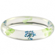 Ready-made Bracelets with dried flowers Green Blue