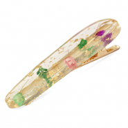 Hair accessories hairclips with dried flowers Purple Pink Green-gold