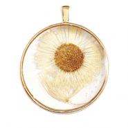 Charms with dried flowers Gold-Beige