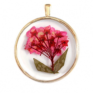 Charms with dried flowers Gold-Pink Green