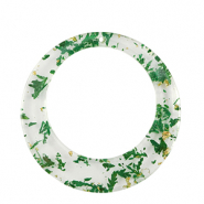 Resin pendants with dried flowers 39mm Green-Gold