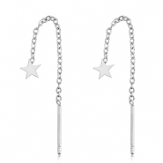 Stainless steel earrings Star Silver