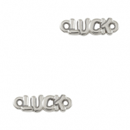 DQ European metal charms connector "LUCK" Antique Silver (nickel free)