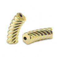 Acrylic tube beads twisted Gold