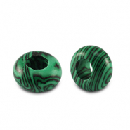 Natural stone beads rondelle 14mm Green-Black