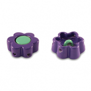 Tile beads flower Purple-Turquoise