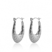 Stainless steel earrings creole oval Silver