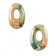 DQ greek ceramic beads oval Light Green-Orange